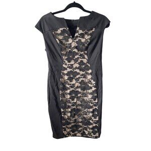 Connected Petite Laced‎ Slim Fit Bodycon Black Midi Dress